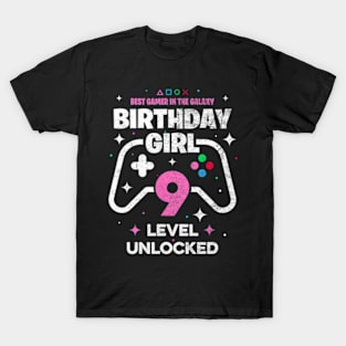 9th Birthday Girl Matching Video Gamer Birthday T-Shirt